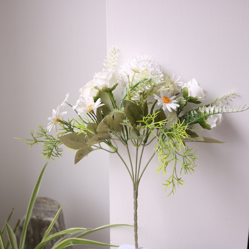 Valentine Faux Thistle Rose Daisy Bouquet Woodland Decor