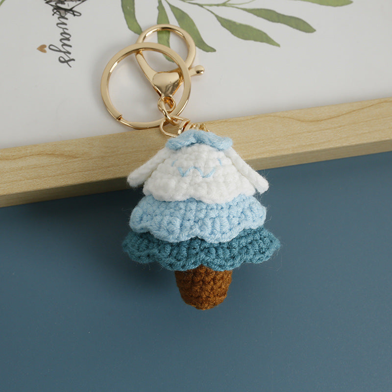 Handmade Crochet Animal Christmas Tree Keychain Holiday