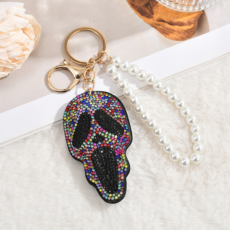 Bling Rhinestone Skull Tassel Keychain Gift