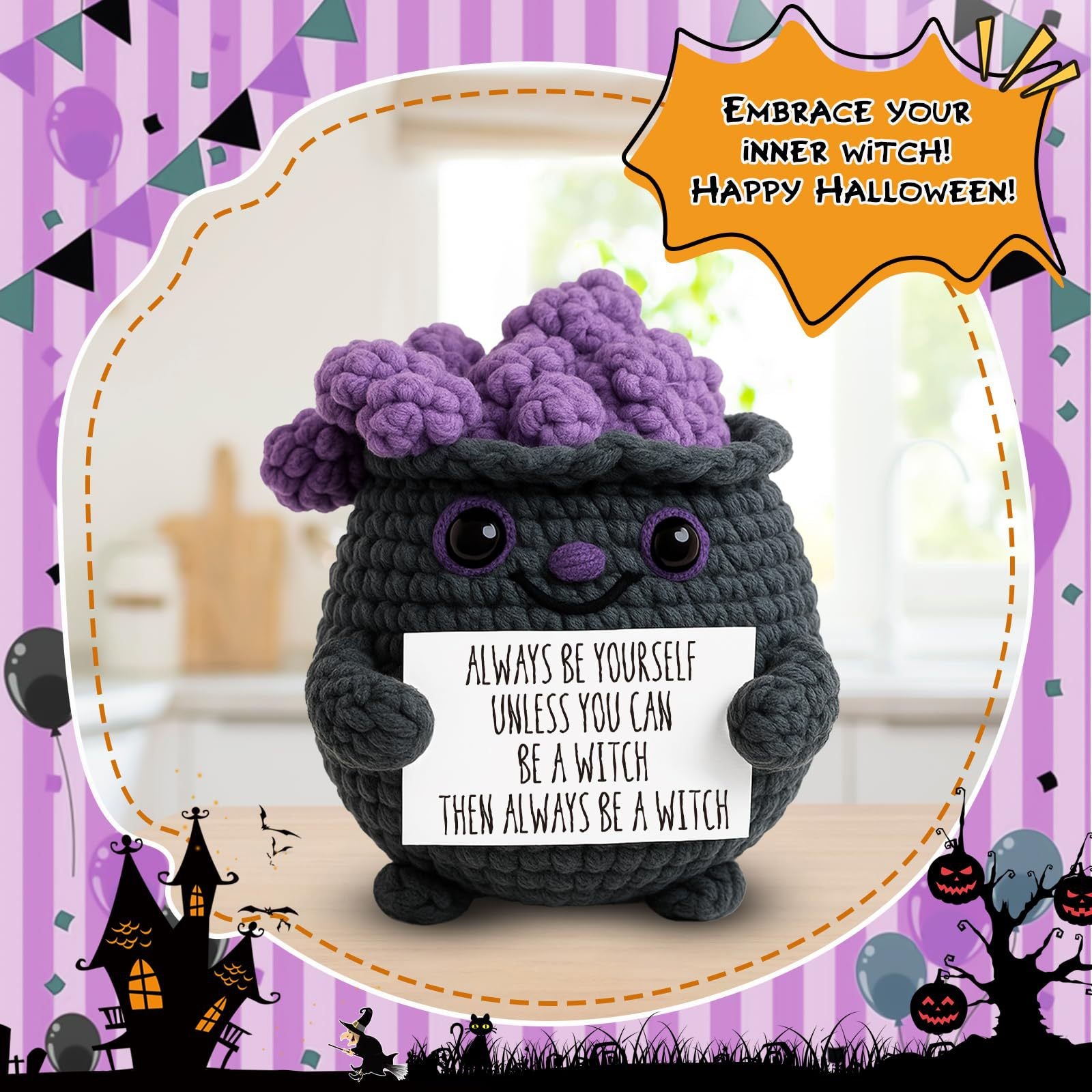Handmade Crochet Magic Cauldron Plush Halloween Gift