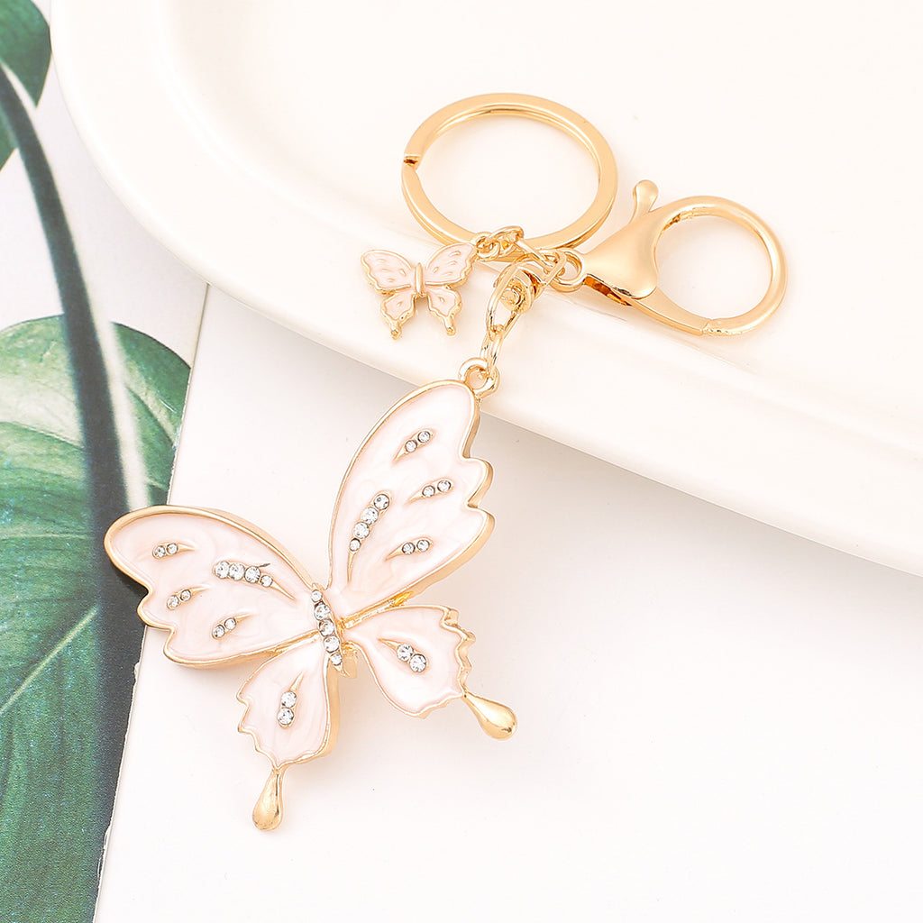 Rhinestone Butterfly Keychain Metal Bag Charm for Women