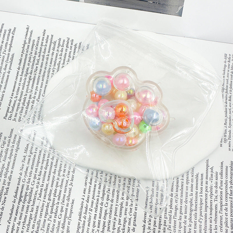 Cat Paw Bead Squishy Clear Sensory Stress Relief Toy