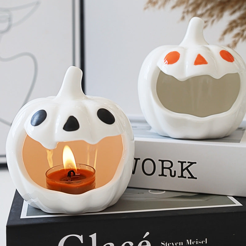 Ceramic Pumpkin Candle Holder Halloween Autumn home Décor