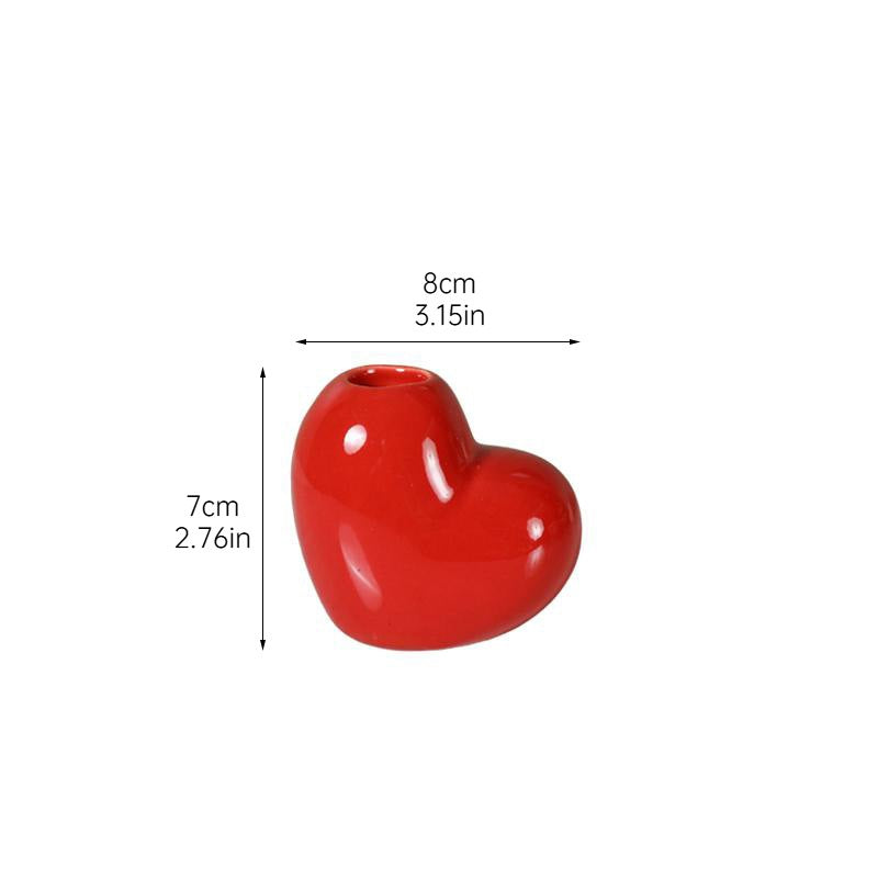 Valentine Red Heart Ceramic Candle Holder Romantic Gift Decor
