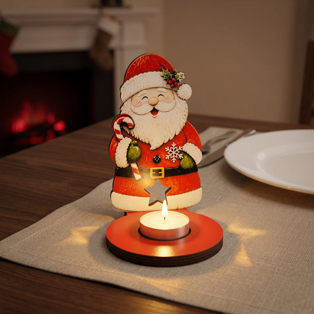 Christmas Wooden Character Candle Holder Tabletop Decor