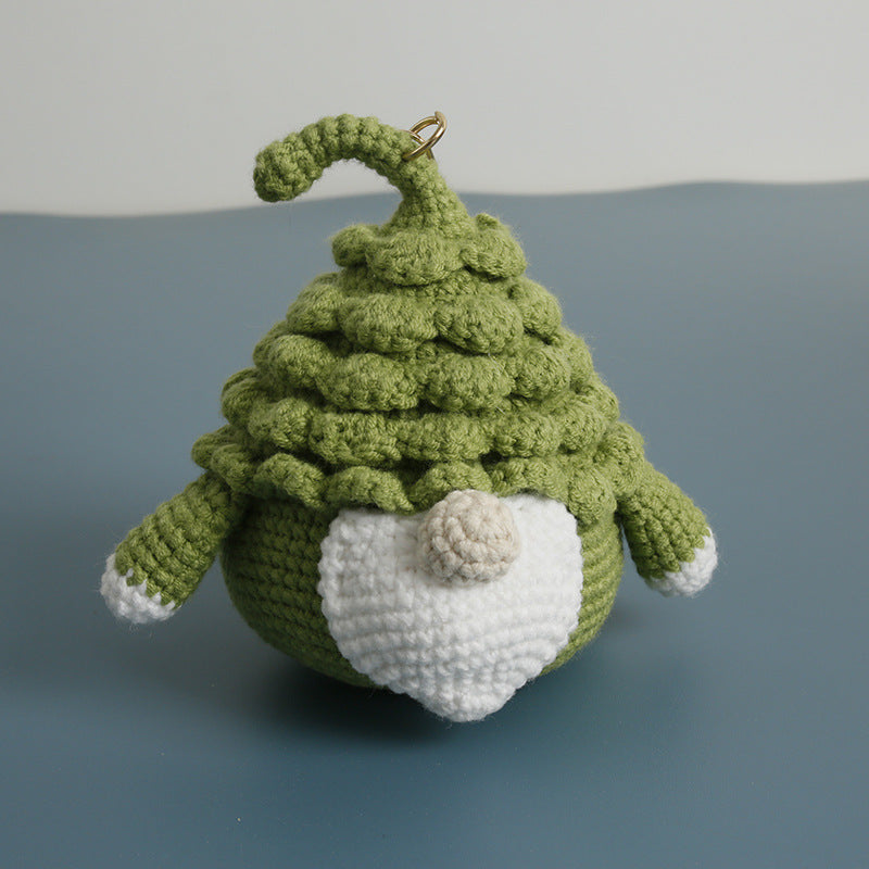 Handmade Crochet Christmas Gnome Ornament Keychain