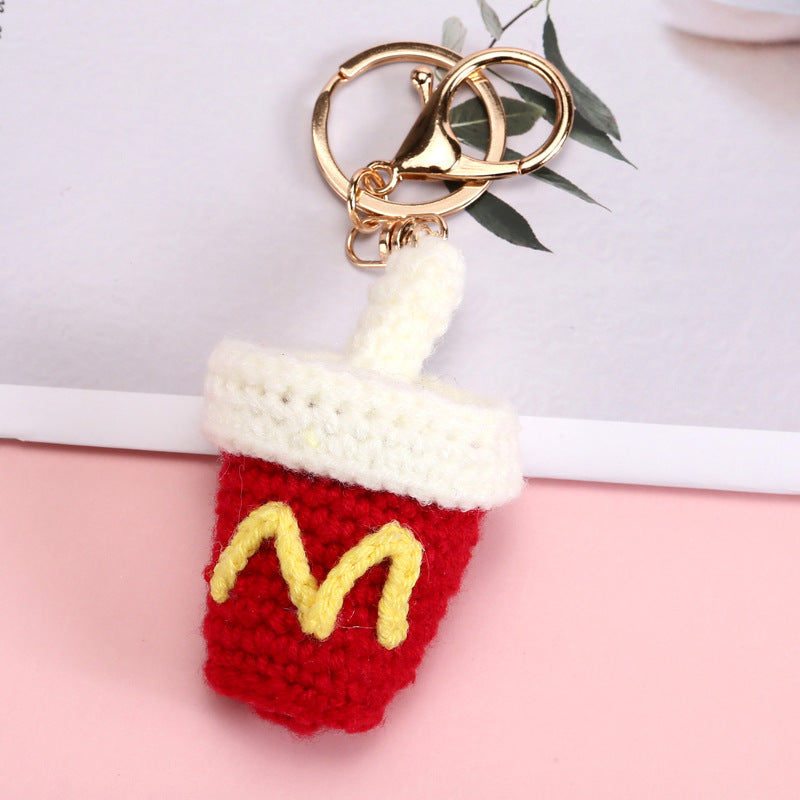 Crochet Fast Food Keychain Mini Food Bag Charm Gift