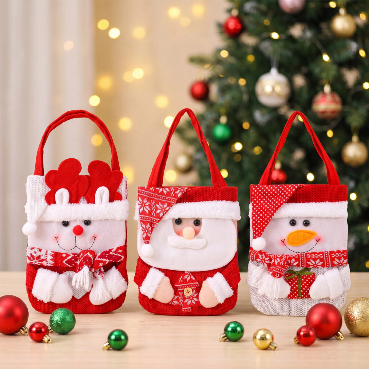 Christmas Plush Tote Bag Holiday Gift Bag Decoration