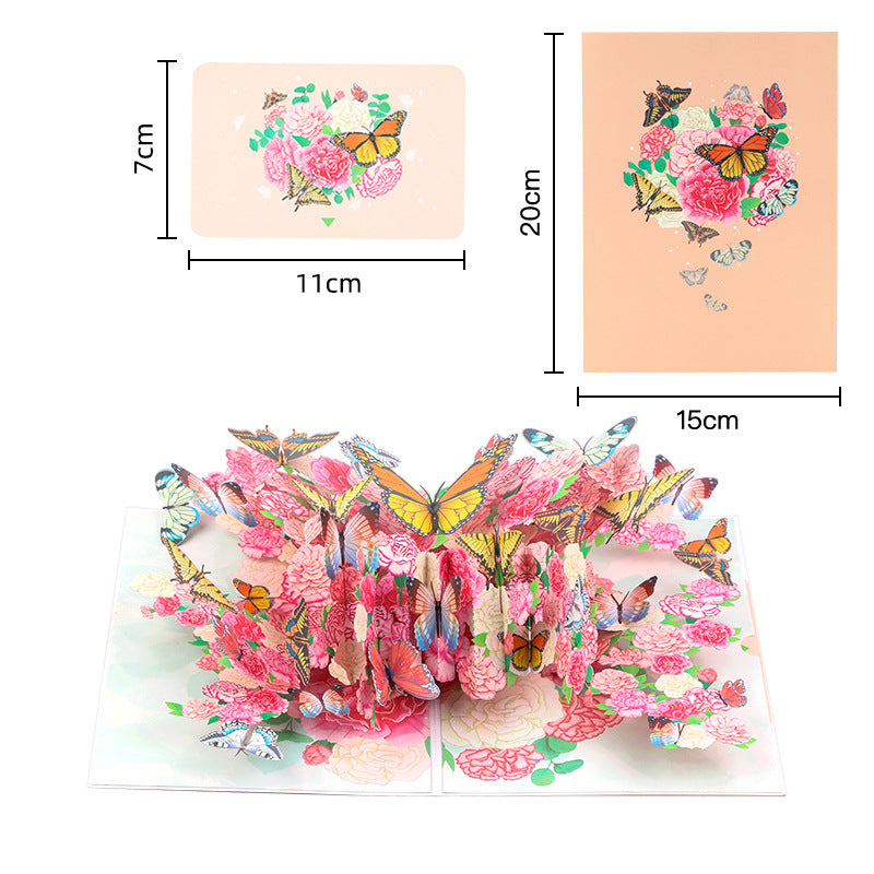 Valentines Day Flower Butterfly Greeting Card Romantic Gift