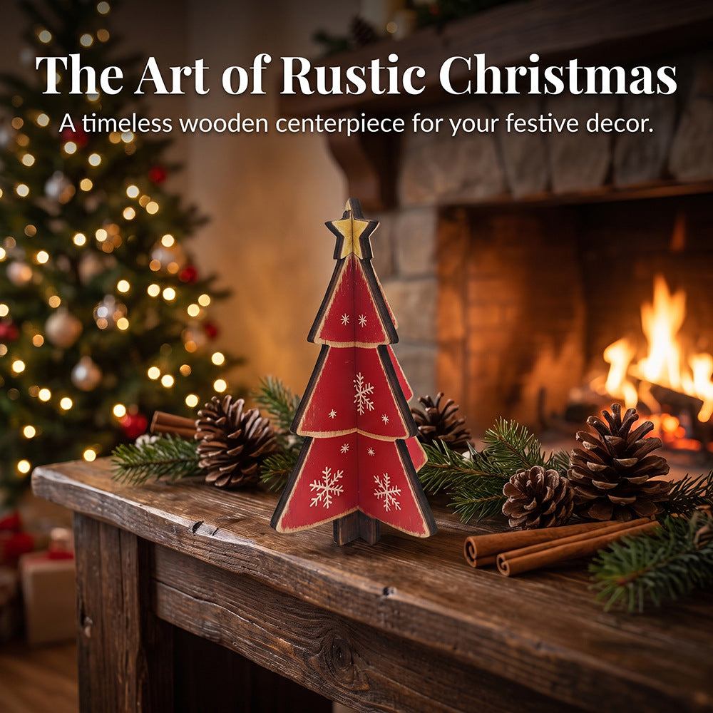 Wooden Christmas Tree Tabletop Holiday Decoration