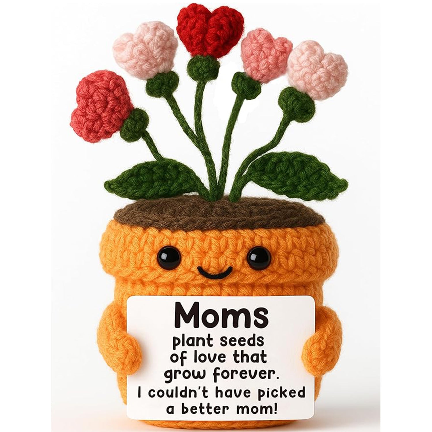 Crochet Heart Flower Plush Gift Toy for Mom Mothers Day