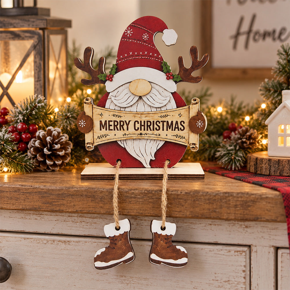 Christmas Gnome Wooden Tabletop Decor With Boots