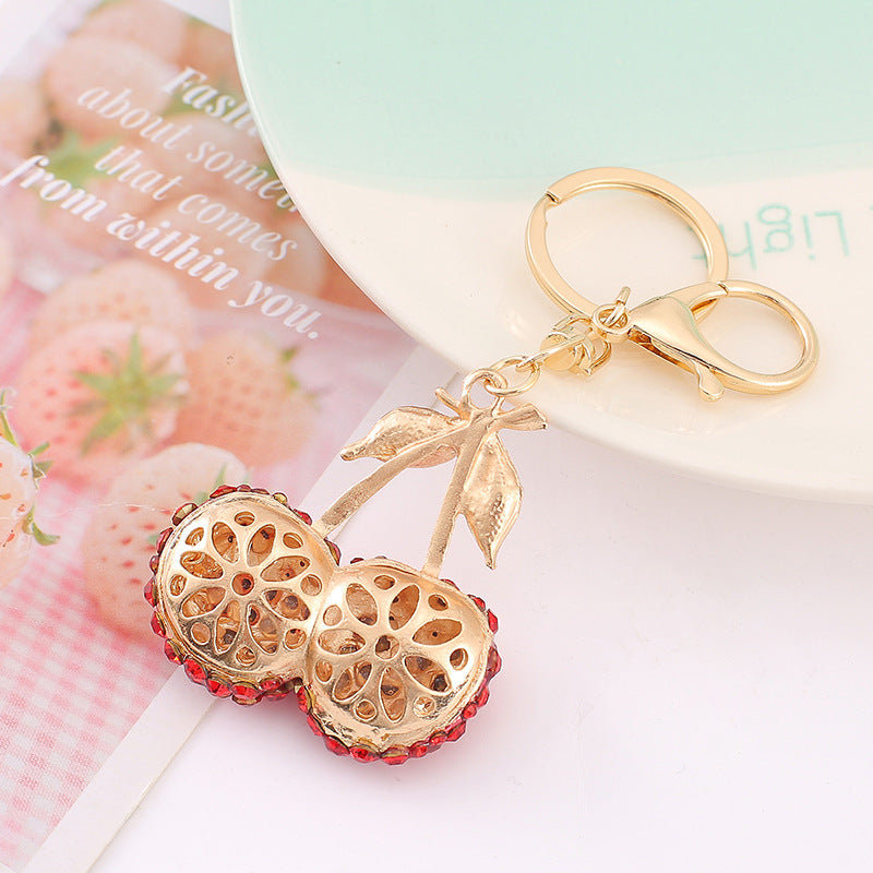 Valentine Cherry Rhinestone Keychain Gift Charm