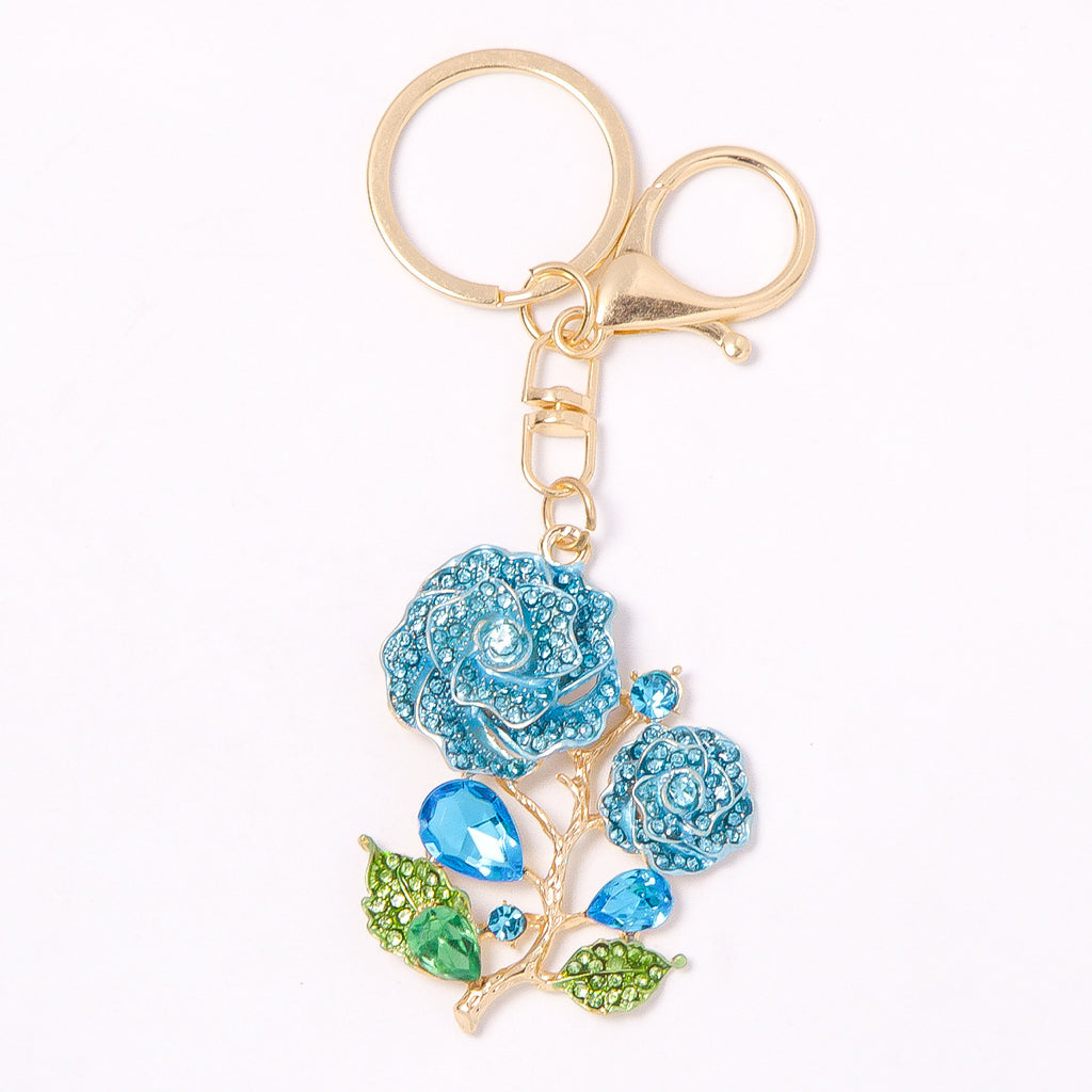 Valentine’s Day Crystal Rose Keychain Rhinestone Metal Charm