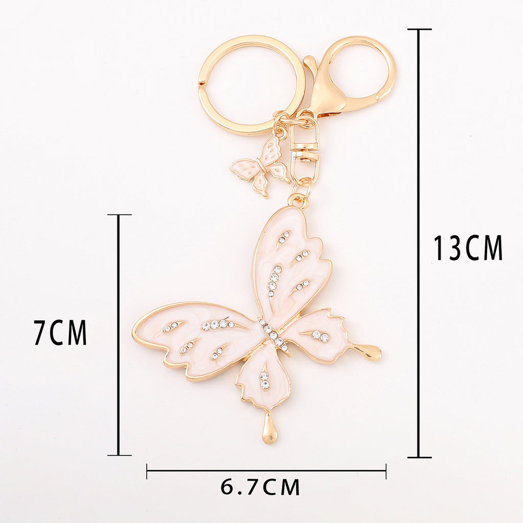 Rhinestone Butterfly Keychain Metal Bag Charm for Women