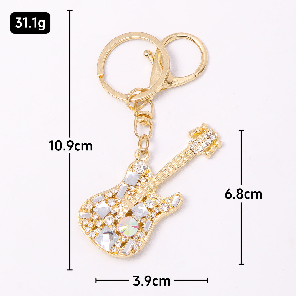 Crystal Guitar Keychain Rhinestone Metal Bag Charm Gift