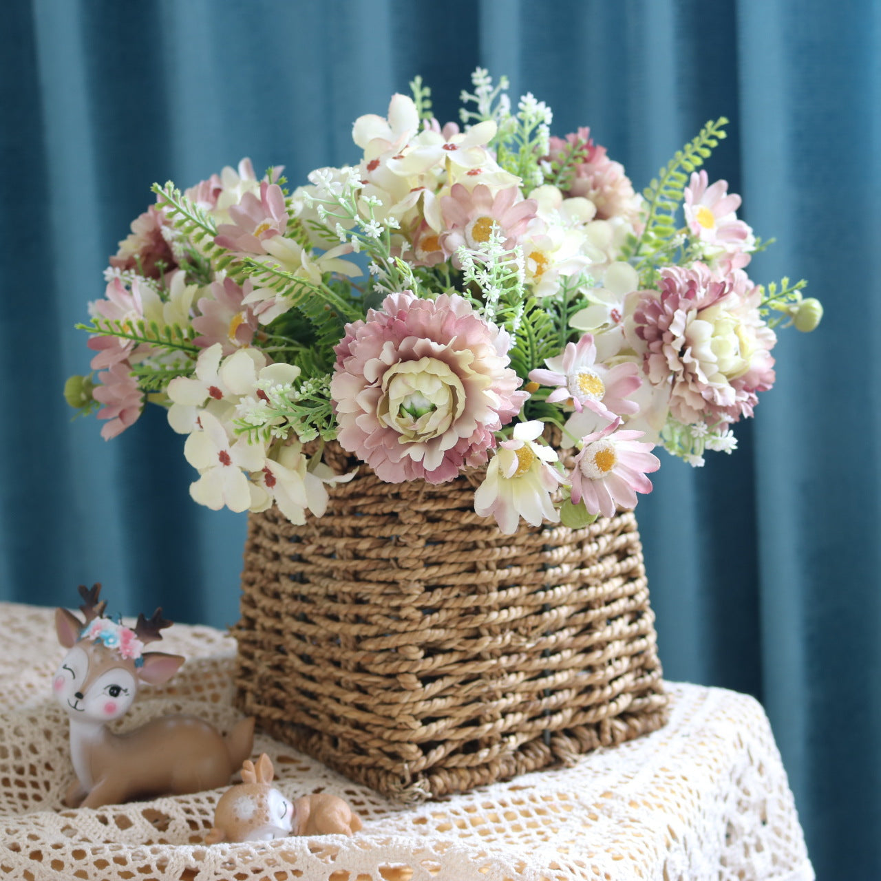 Valentine Faux Hydrangea Carnation Daisy Bouquet Home Decor