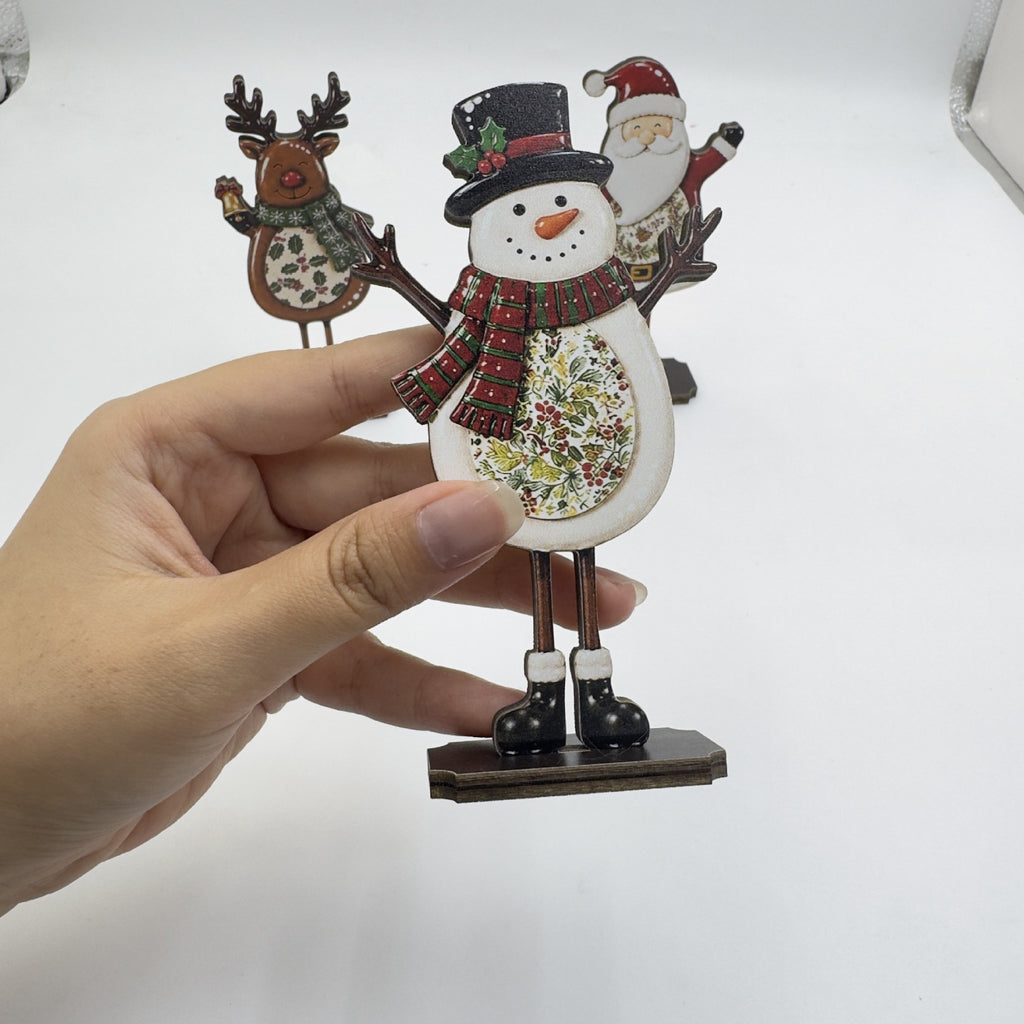 Wooden Christmas Tabletop Decor Santa Snowman Reindeer