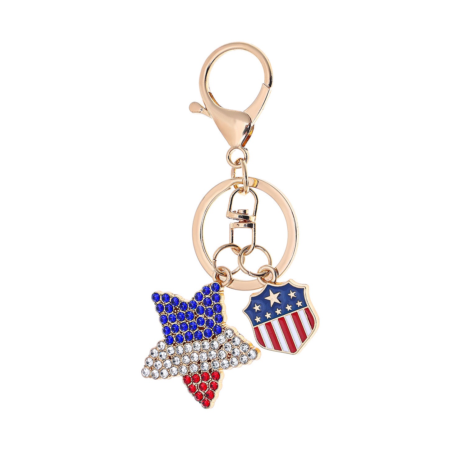 4th of July USA Keychain Set - Patriotic Rhinestone Charms