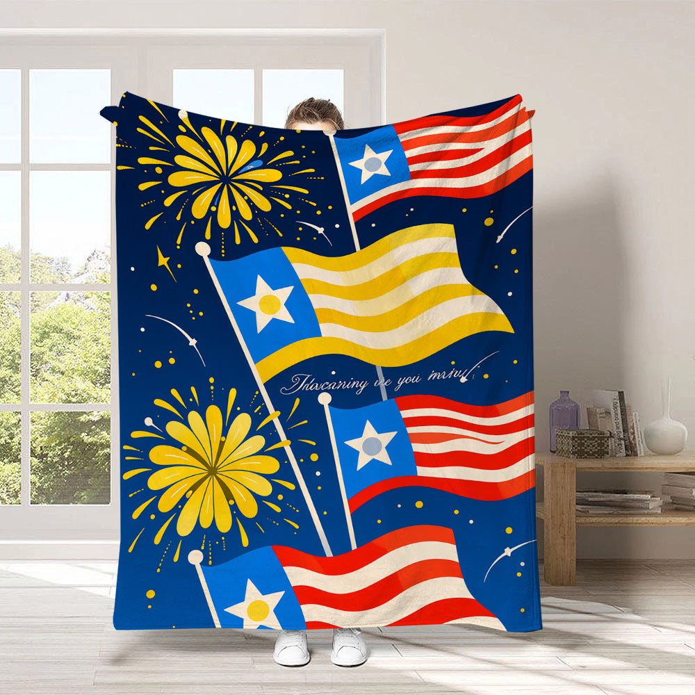 Fourth of July USA Throw Blanket Gnome Star Fireworks