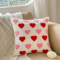 Valentine Heart Tufted Embroidered Throw Pillow for Couch