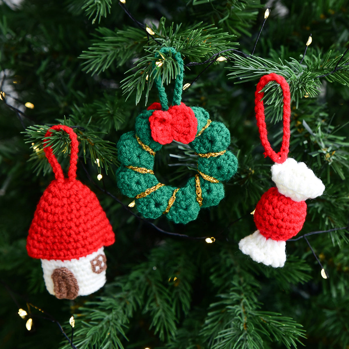 Christmas Crochet Ornament Handmade Holiday Tree Hanging Decor