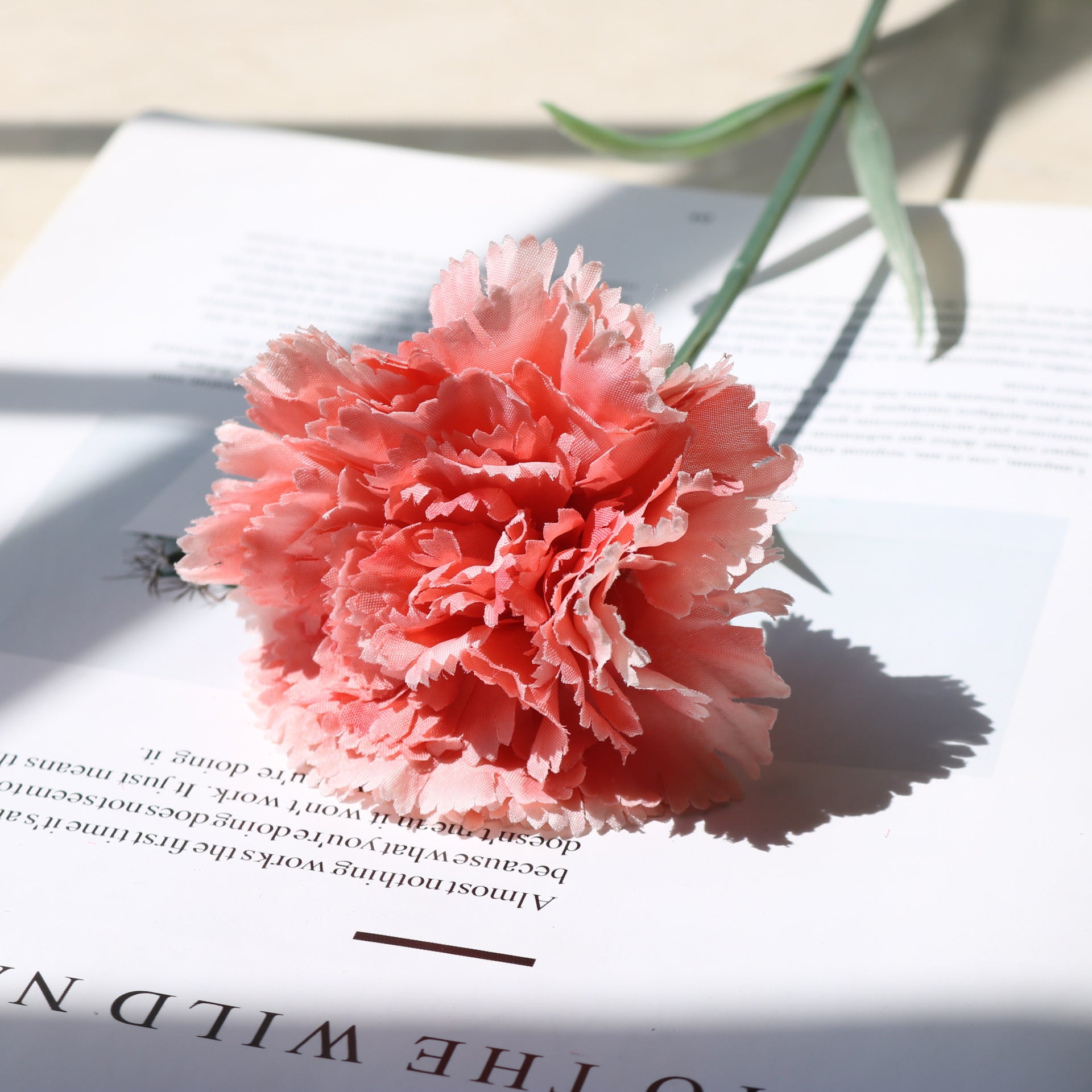Valentine Long Stem Silk Carnations Faux Flower Bouquet