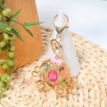 Rhinestone Pumpkin Carriage Keychain Bag Charm Gift