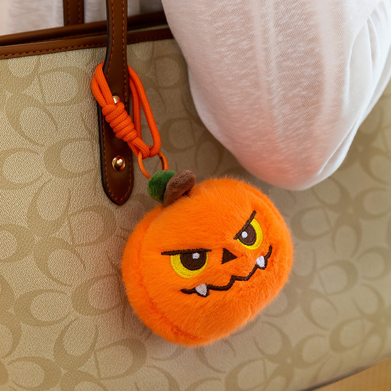 Plush Halloween Pumpkin Hanging Decor Keychain