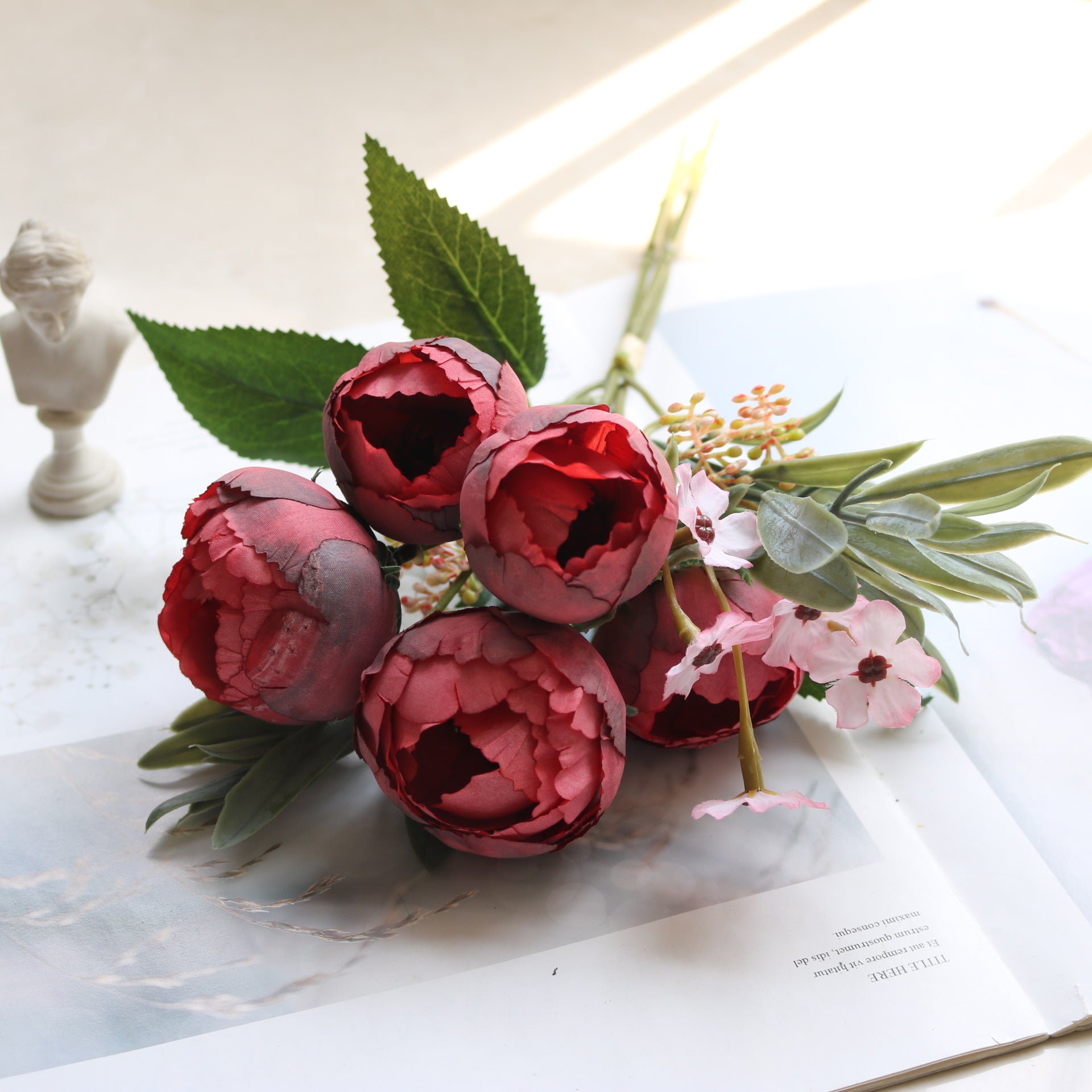 Valentine Real Touch Camellia Rose Faux Bridal Bouquet