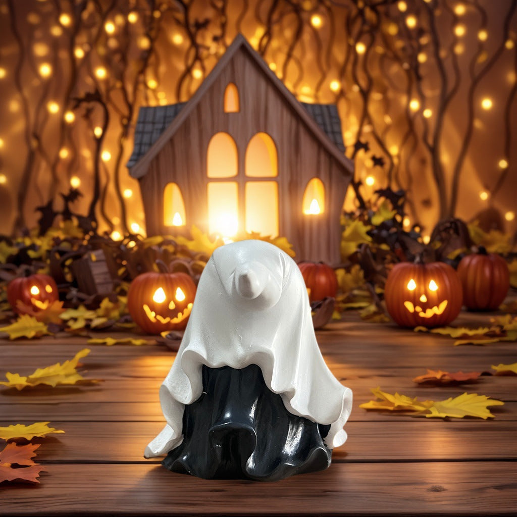 Resin Halloween Ghost Pumpkin Tabletop Decoration
