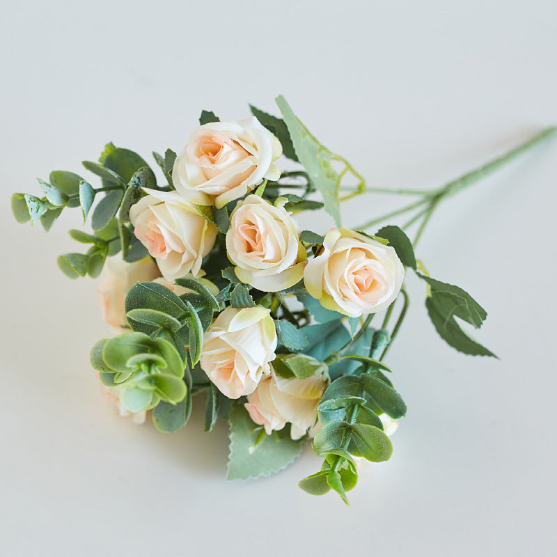 Artificial Mini Rose Bouquet Faux Silk Floral Arrangement