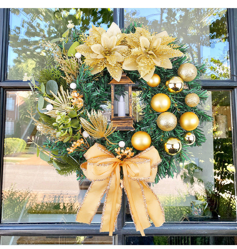 Christmas Ornament Wreath with Pine Needles for Door Decor