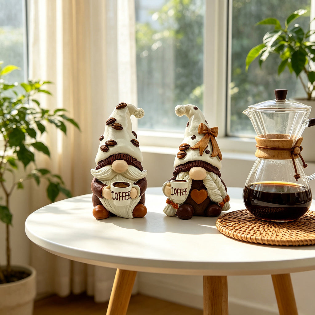 Resin Christmas Gnome Coffee Tabletop Decor Figurine Set