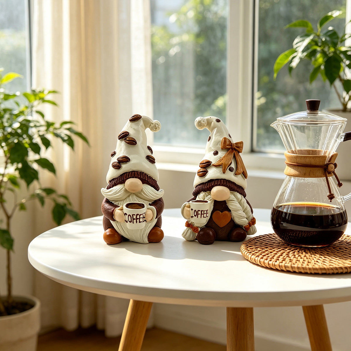 Resin Christmas Gnome Coffee Tabletop Decor Figurine Set