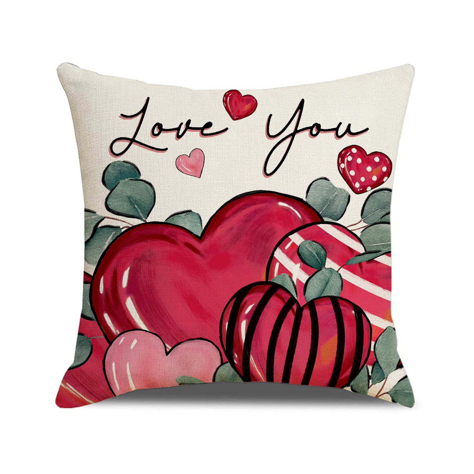 Valentine Heart Pillow Covers Set with Love Letter Prints