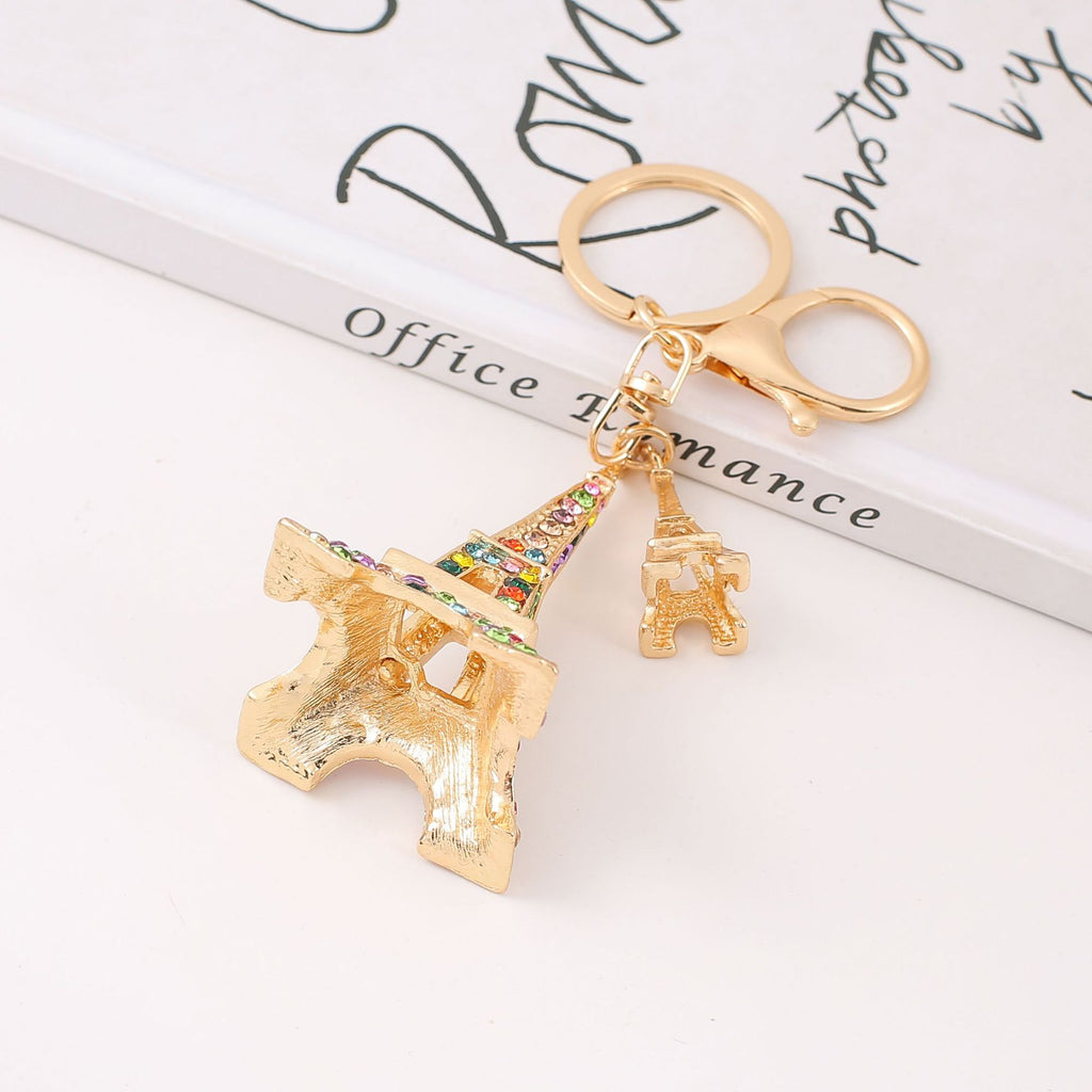 Crystal Eiffel Tower Keychain Sparkling Charm with Metal Ring