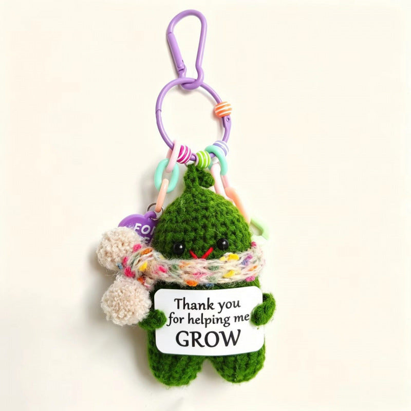 Handmade Crochet Cucumber Keychain Plush Toy Cute Fidget Doll