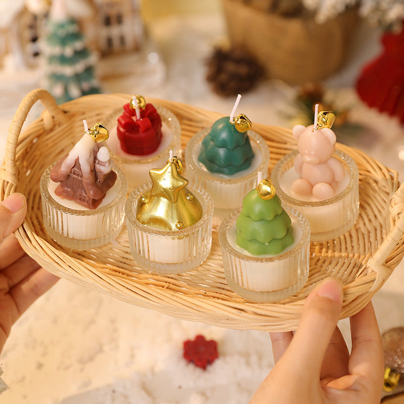 Christmas Glass Cup Scented Candle Holiday Home Decor
