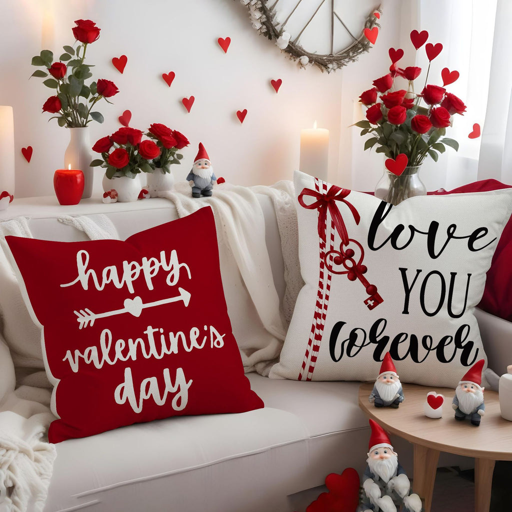 Valentines Day Linen Throw Pillow Covers Nordic Home Decor