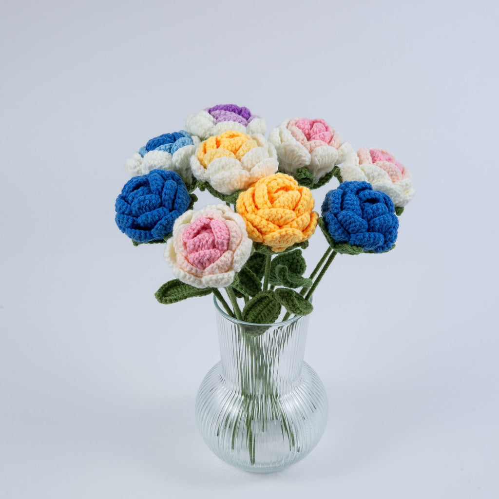 Valentine’s Day Crochet Flower Stem Cute Knitted Gift Decor