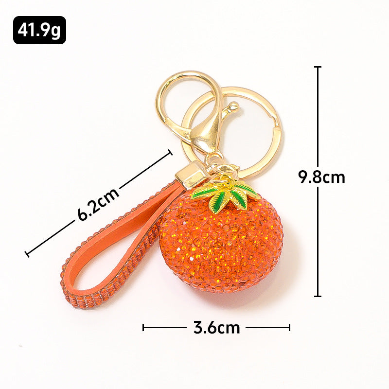 Fruit Crystal Keychain with Leather Strap Sparkling Charm