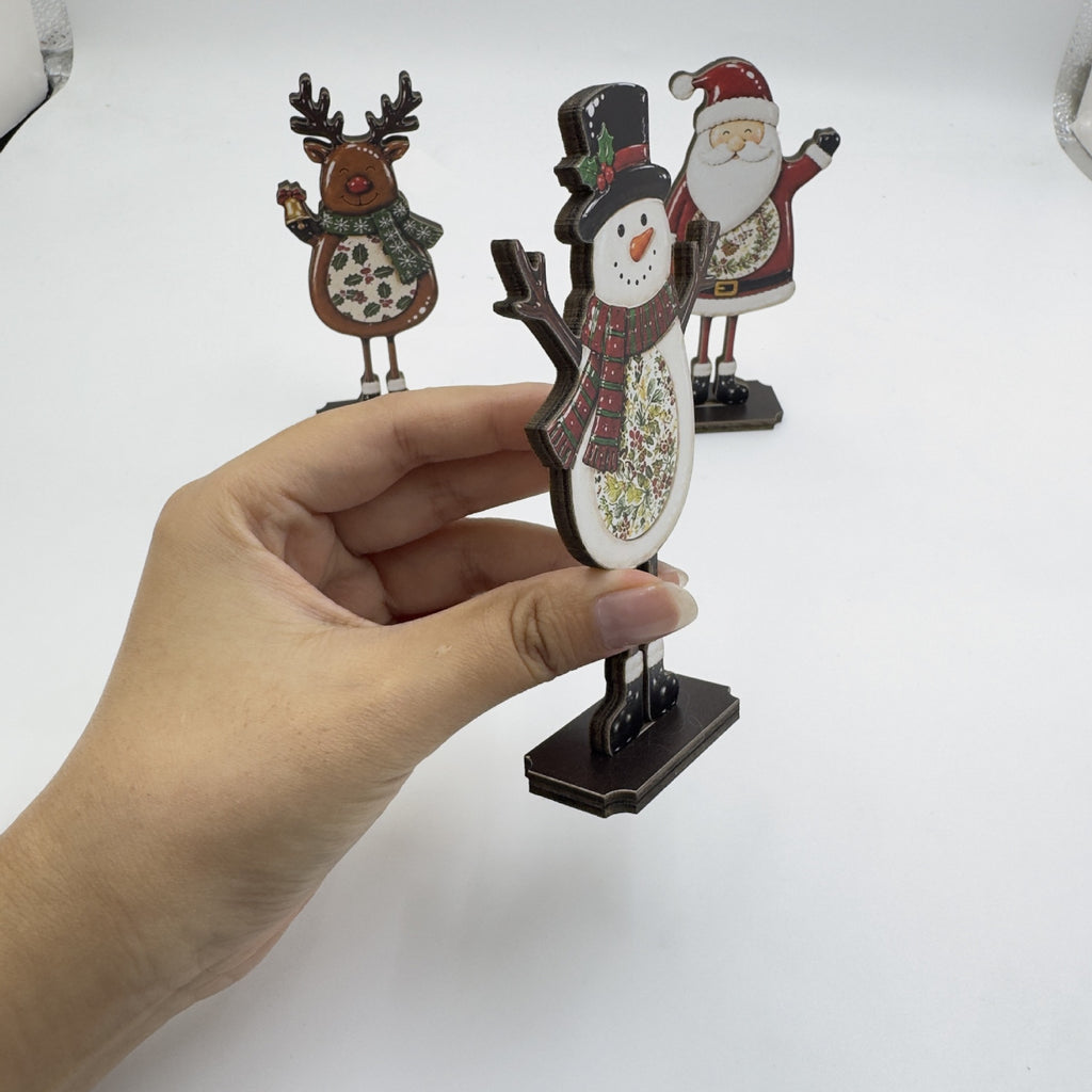 Wooden Christmas Tabletop Decor Santa Snowman Reindeer