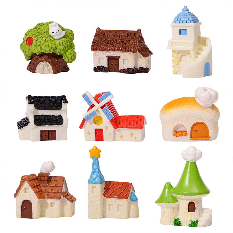 Mini Resin Fairy House Figurines DIY Garden Decor
