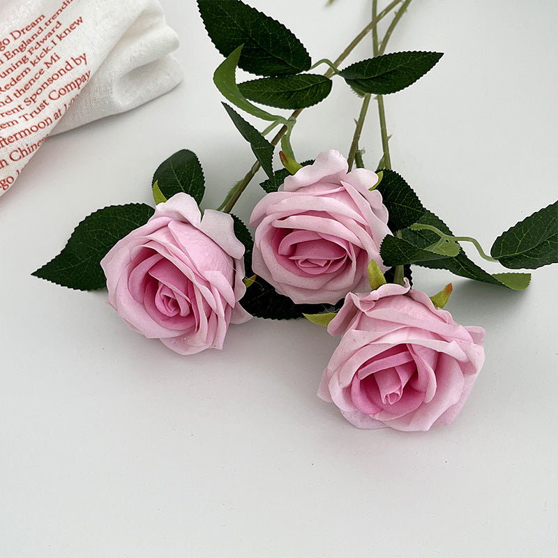 Valentine’s Day Single Stem Silk Rose for Romantic Decor