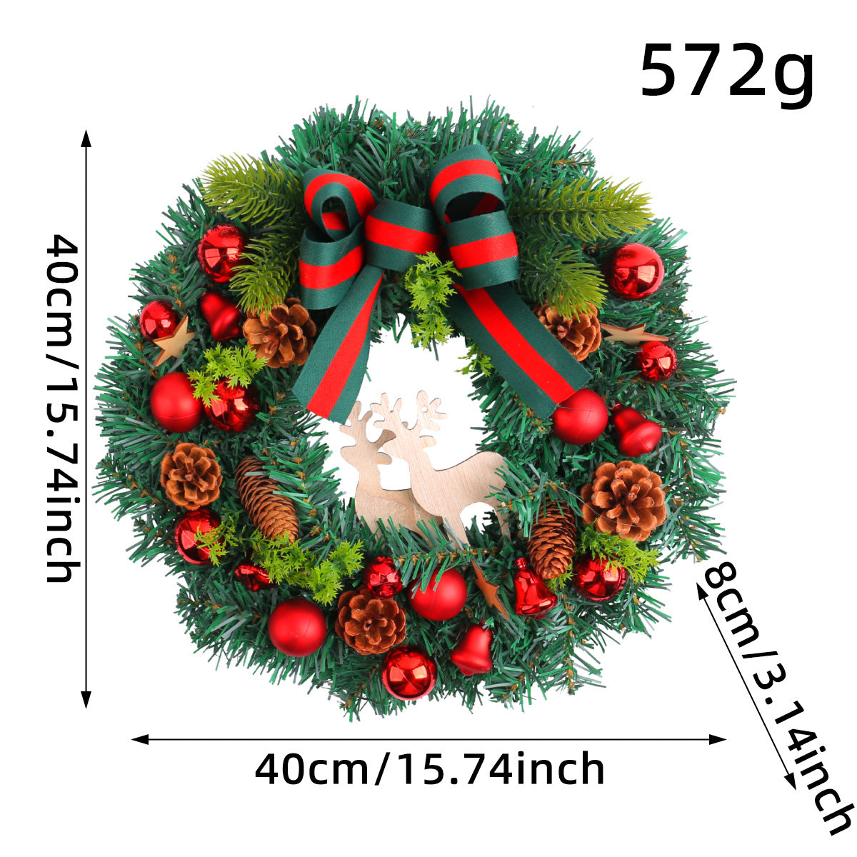 Handmade Christmas Wreath with Bow and Pine Accents