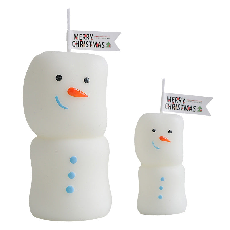 Christmas Snowman Scented Candle Couple Set Holiday Decor