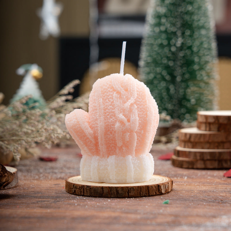 Christmas Mitten Shaped Scented Candle Holiday Gift Decor