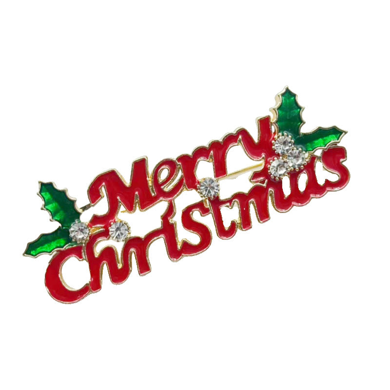Christmas Alloy Wreath Brooch Holiday Tree Ornament