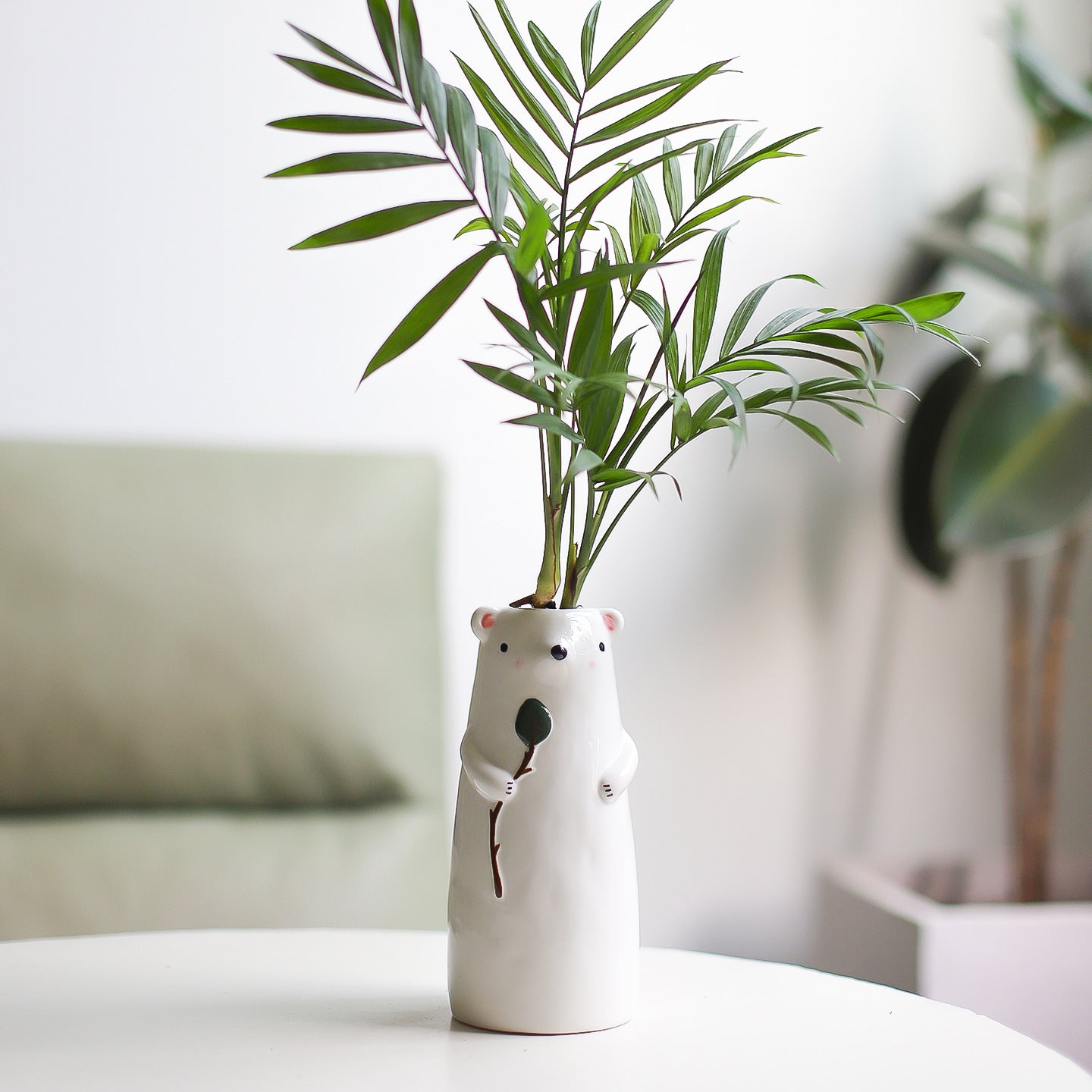 Animal Ceramic Flower Vase Bear Dog Cute Desk Decor Planter
